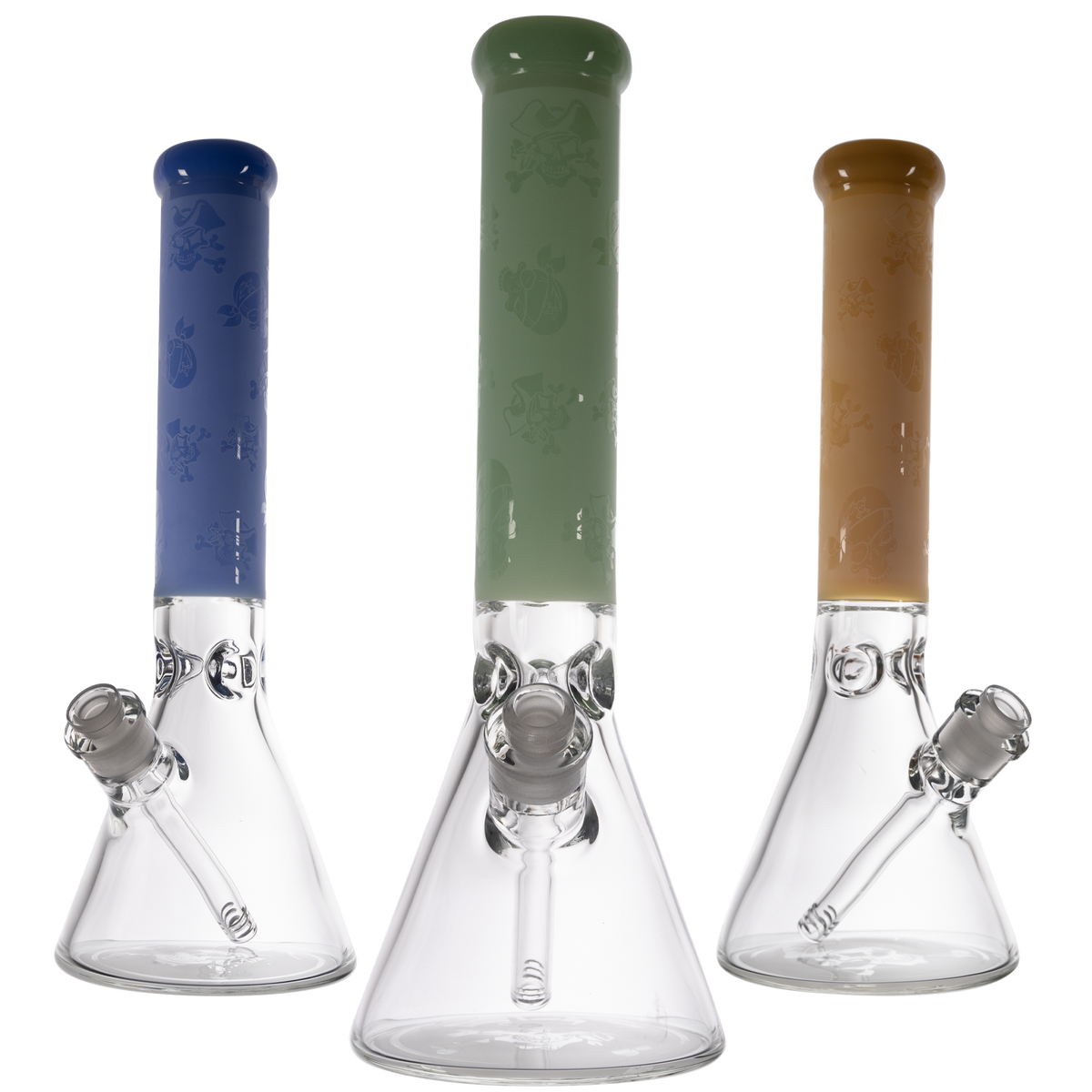 15" 50x7mm Beaker W/ Color Sandblast Pirate Designs