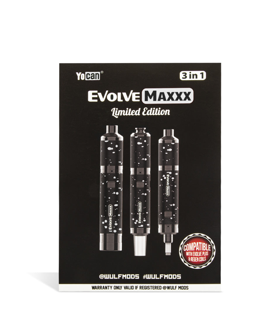 Black White Spatter Packaging Wulf Mods Evolve Maxxx 3 in 1 Kit on white background
