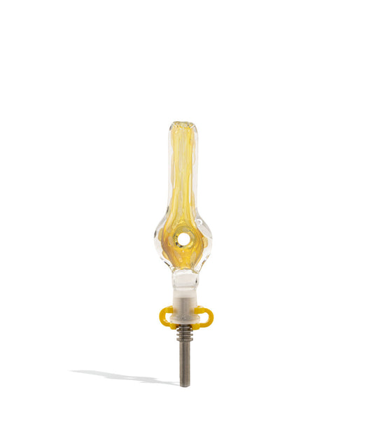 Yellow Gold Silver Fumed Nectar Collector with 10mm Titanium Tip on white background