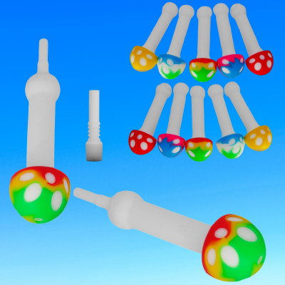 12 PACK Silicone Mushroom Nectar Straw