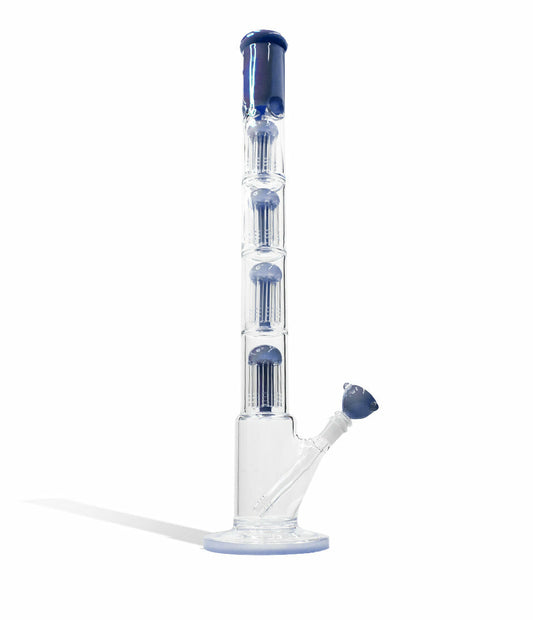 24 Inch Quad Perc Water Pipe with Color Matched Base and Mouthpiece