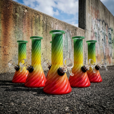 6" 25mm Rasta Twisted Beaker W/ Pullout Slide