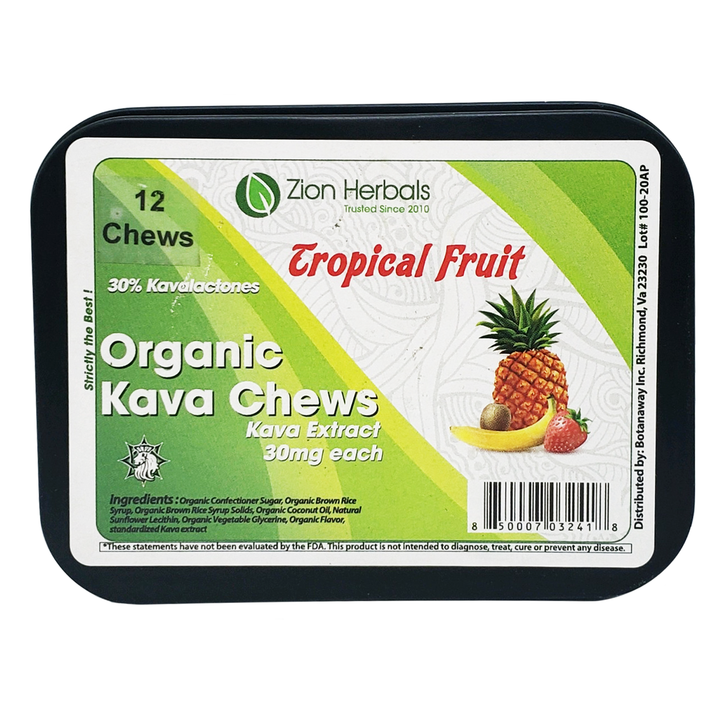 Zion Herbals 30mg Kava Extract Chews Tropical Fruit