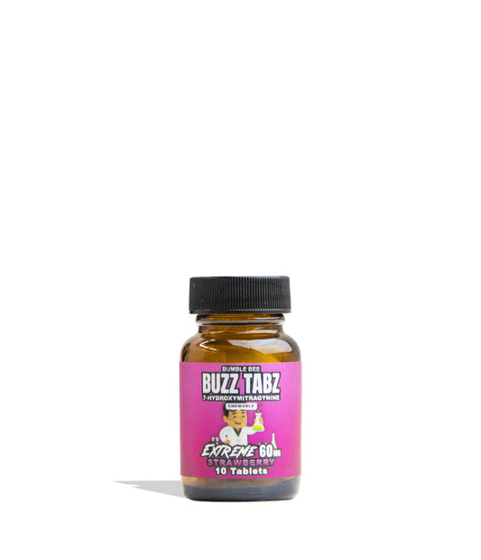 Bumble Bee Buzz Tabs 7-OH Chewables Strawberry Extreme 60mg 10pc Single Jar Front View on White Background