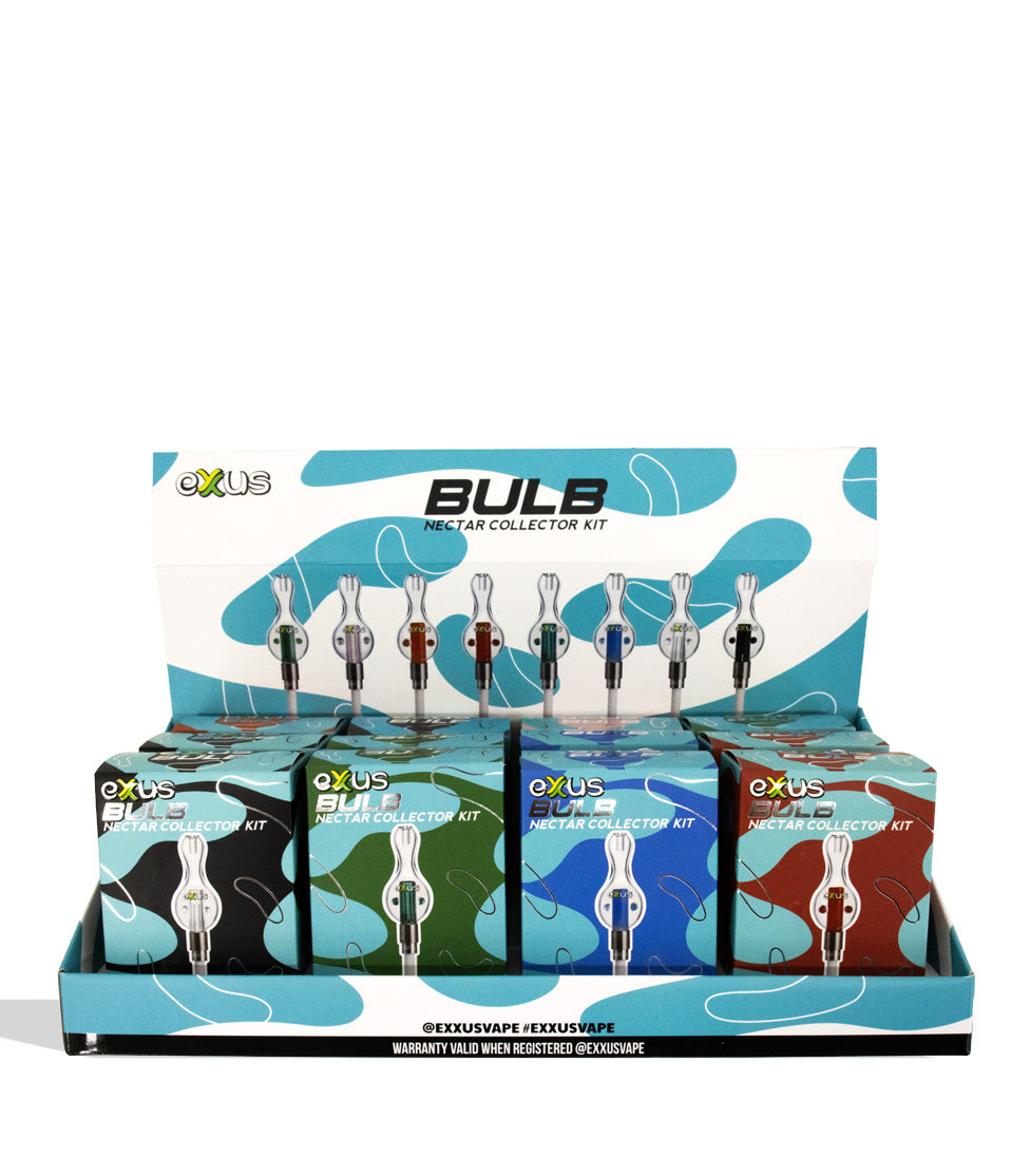 Exxus Bulb 12pk Display Case front view on white background