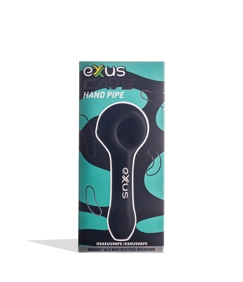 Black Exxus Vape Cave Hand Pipe 12pk Packaging Front View on White Background