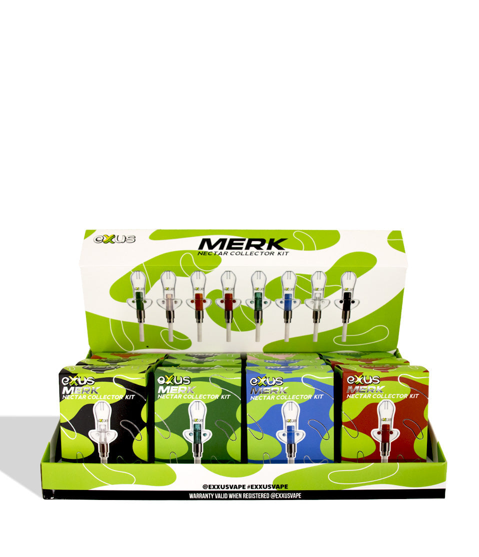Exxus Merk 12pk Display Box Shelf front view on white background