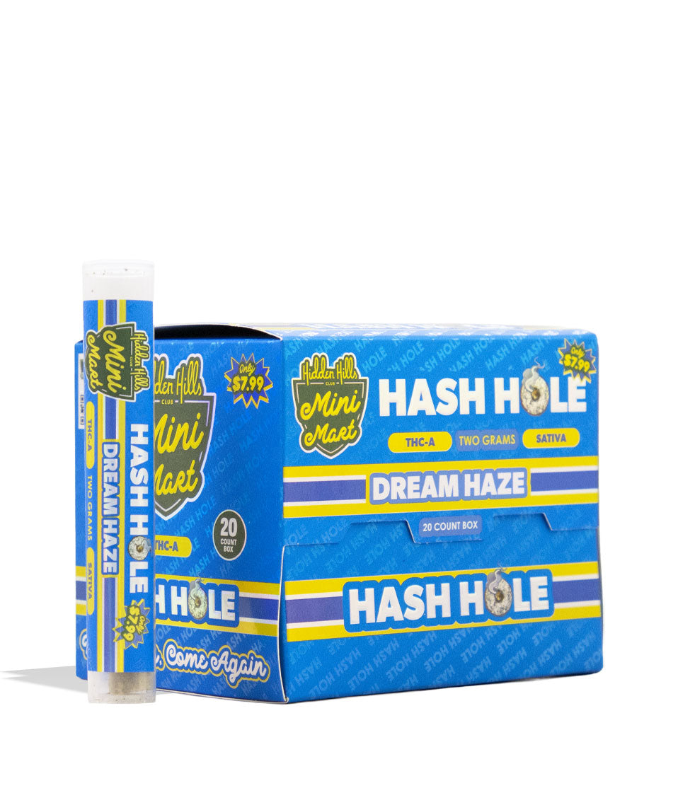 Dream Haze Hidden Hills Mini Mart 2g THC-A Hash Hole Preroll 20pk Front View on White Background