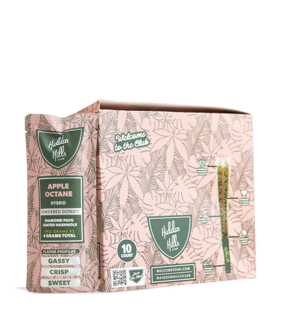 Apple Octane Hidden Hills Powdered Donutz THC-A Diamond Pave Coated Hashole 2g 2pk Pre Roll 10pk on white background