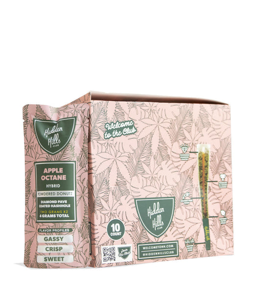 Apple Octane Hidden Hills Powdered Donutz THC-A Diamond Pave Coated Hashole 2g 2pk Pre Roll 10pk on white background