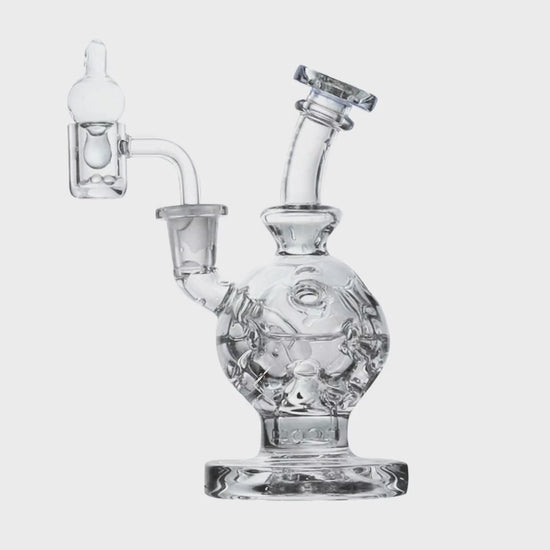 Wulf Mods Atom 14mm Dab Rig with Quartz Banger Animated Bubbling on White Background [auto-mp4]