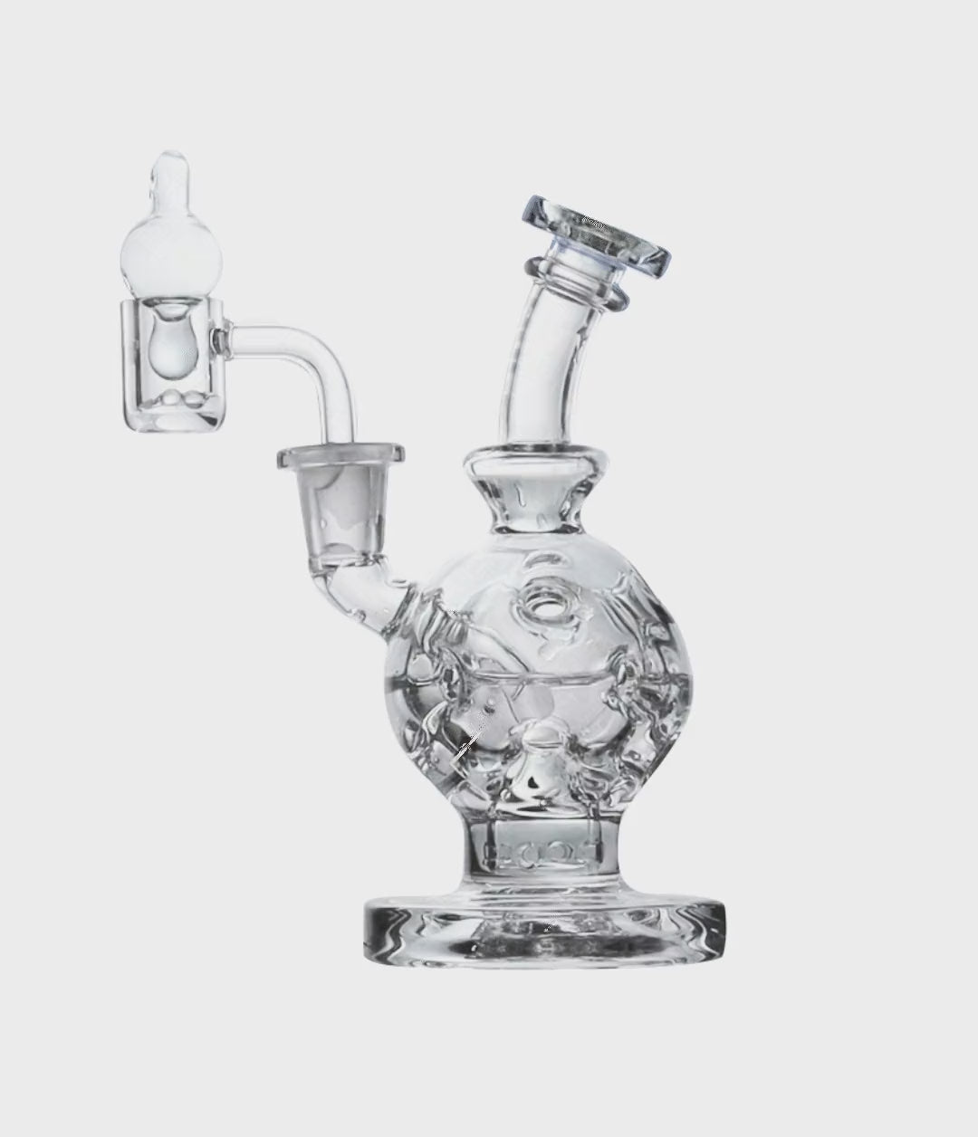 Wulf Mods Atom 14mm Dab Rig with Quartz Banger Animated Bubbling on White Background [auto-mp4]