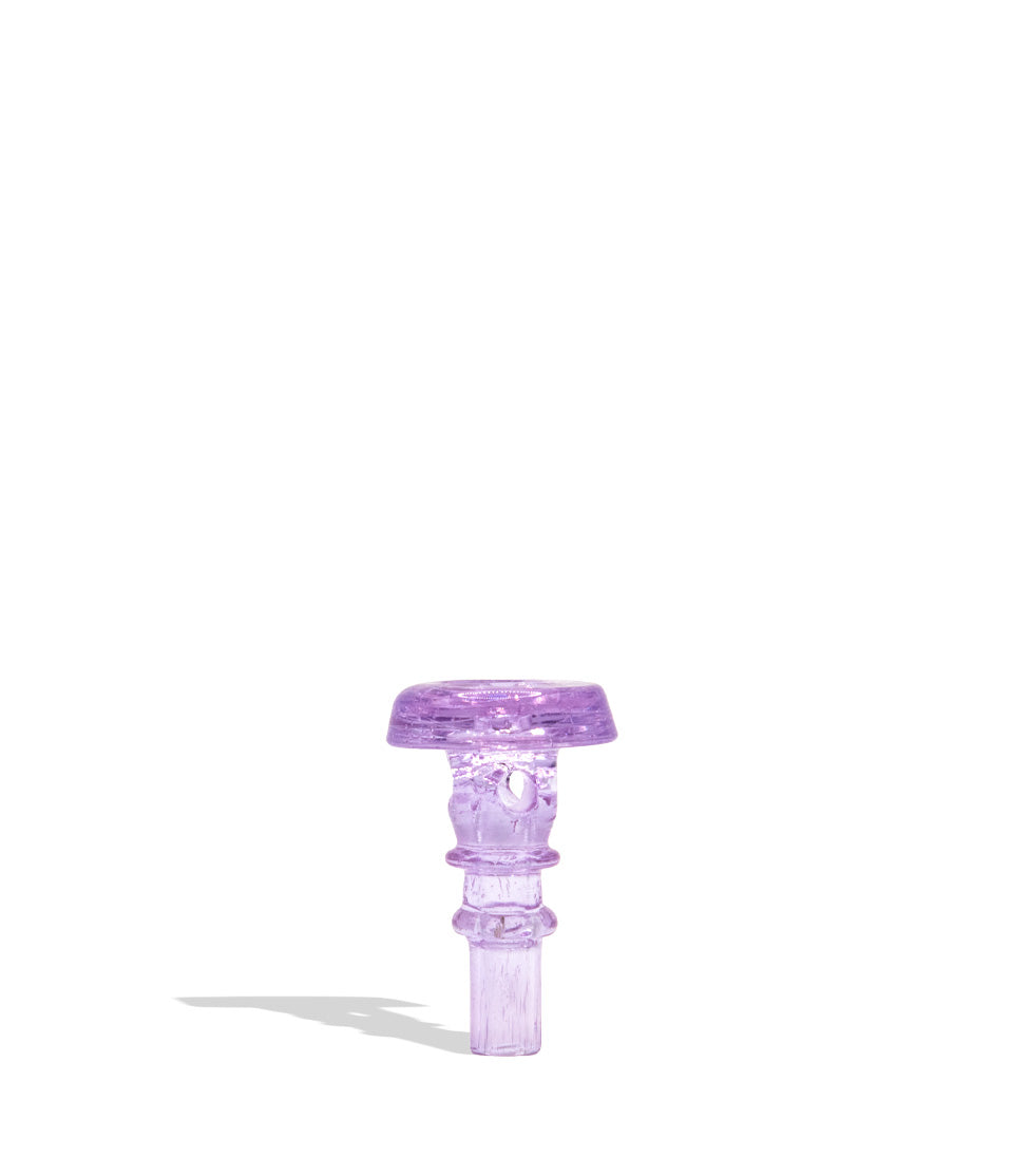 A translucent light purple glass water pipe bowl piece with a textured stem and a flared top, shown on a plain white background with a soft shadow.