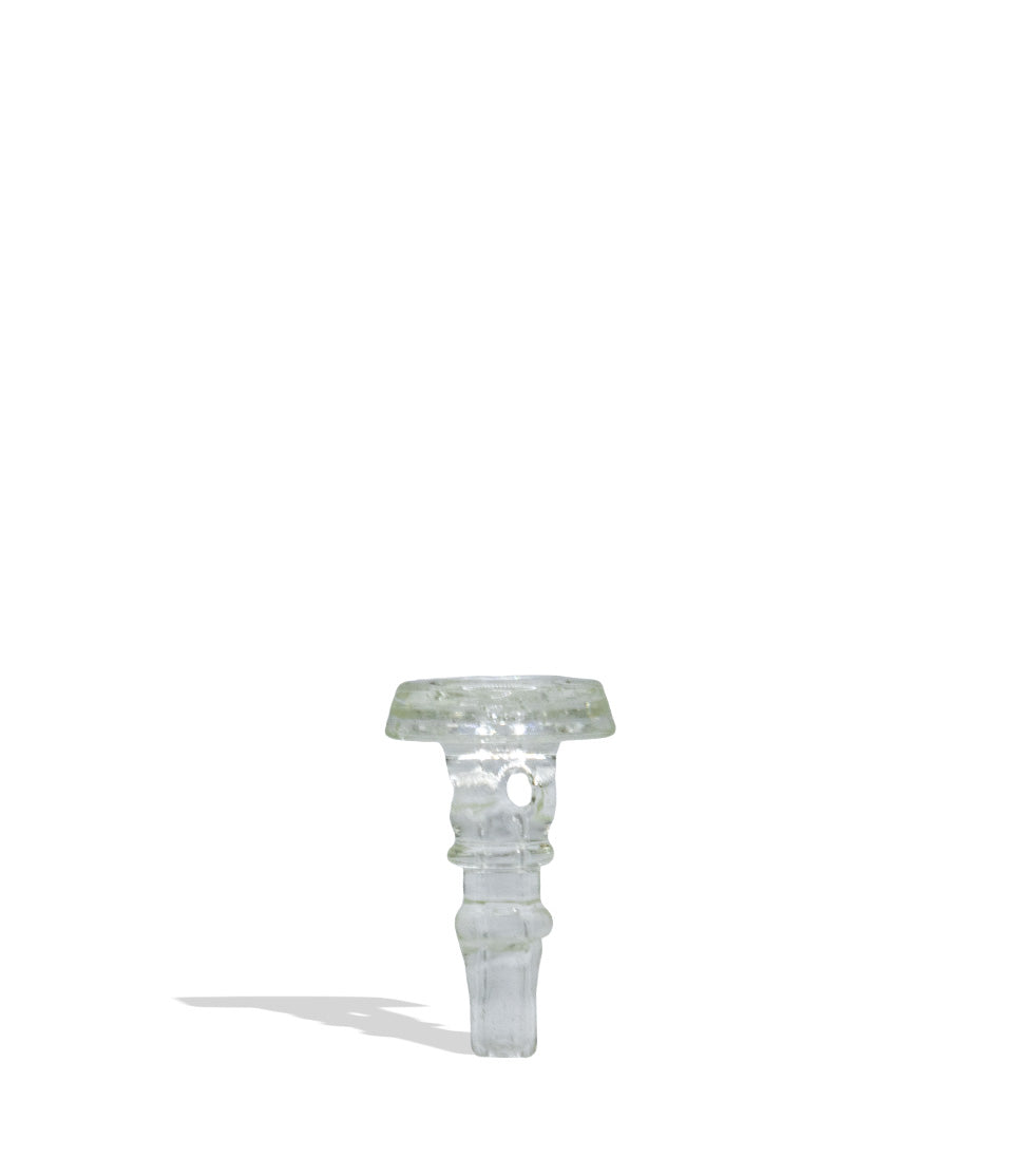 A single clear glass or acrylic hardware component with a flat circular top and cylindrical stem, shown on a plain white background with a soft shadow.