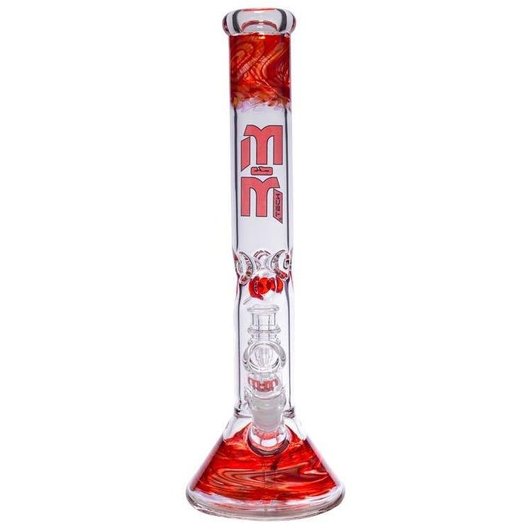 Waterpipe Beaker With Gold Swirl and Percolator by M&M Tech - M&M Tech Glass