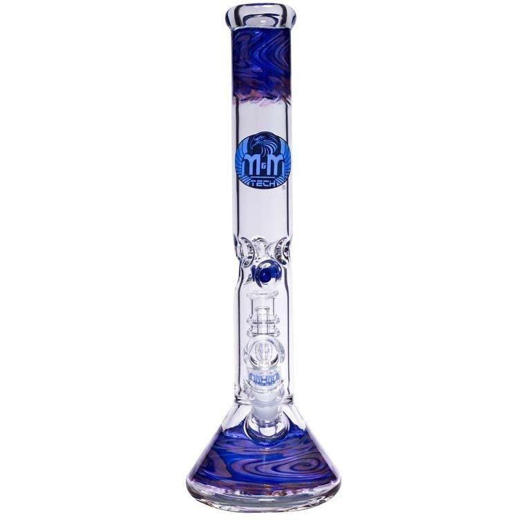 Waterpipe Beaker With Gold Swirl and Percolator by M&M Tech - M&M Tech Glass