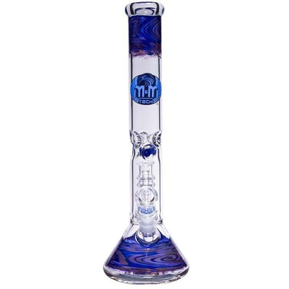 Waterpipe Beaker With Gold Swirl and Percolator by M&M Tech - M&M Tech Glass