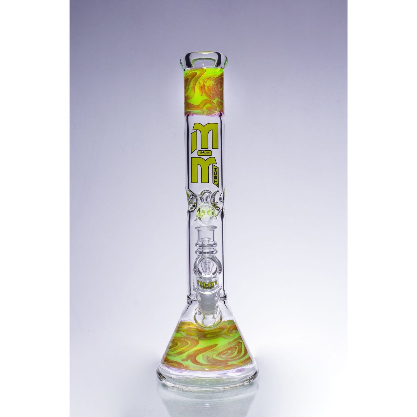 Waterpipe Beaker With Gold Swirl and Percolator by M&M Tech - M&M Tech Glass