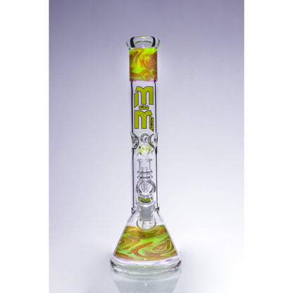 Waterpipe Beaker With Gold Swirl and Percolator by M&M Tech - M&M Tech Glass