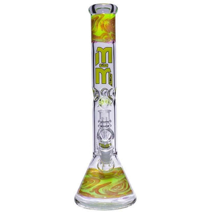 Waterpipe Beaker With Gold Swirl and Percolator by M&M Tech - M&M Tech Glass