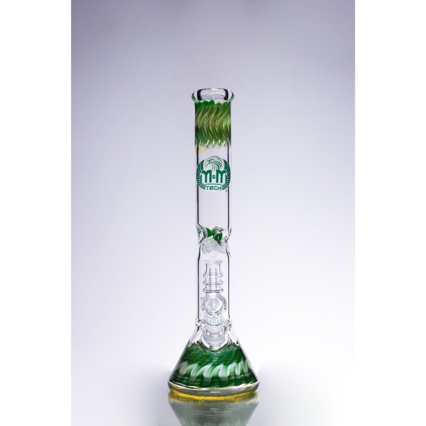 Waterpipe Dual Colored Swirl Beaker With Chandelier Percolator by M&M Tech - M&M Tech Glass