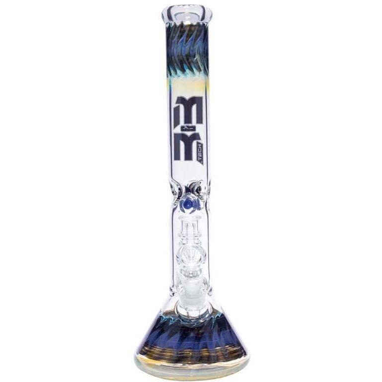 Waterpipe Dual Colored Swirl Beaker With Chandelier Percolator by M&M Tech - M&M Tech Glass