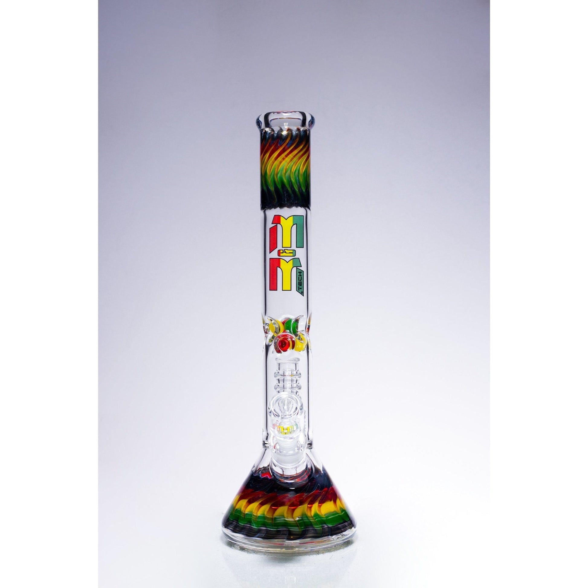 Waterpipe Dual Colored Swirl Beaker With Chandelier Percolator by M&M Tech - M&M Tech Glass