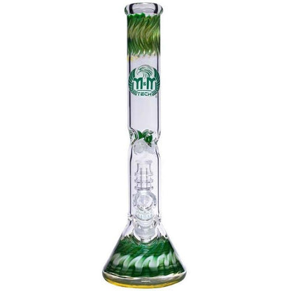 Waterpipe Dual Colored Swirl Beaker With Chandelier Percolator by M&M Tech - M&M Tech Glass