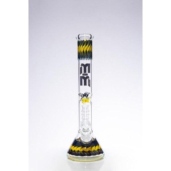 Waterpipe Dual Colored Swirl Beaker With Chandelier Percolator by M&M Tech - M&M Tech Glass