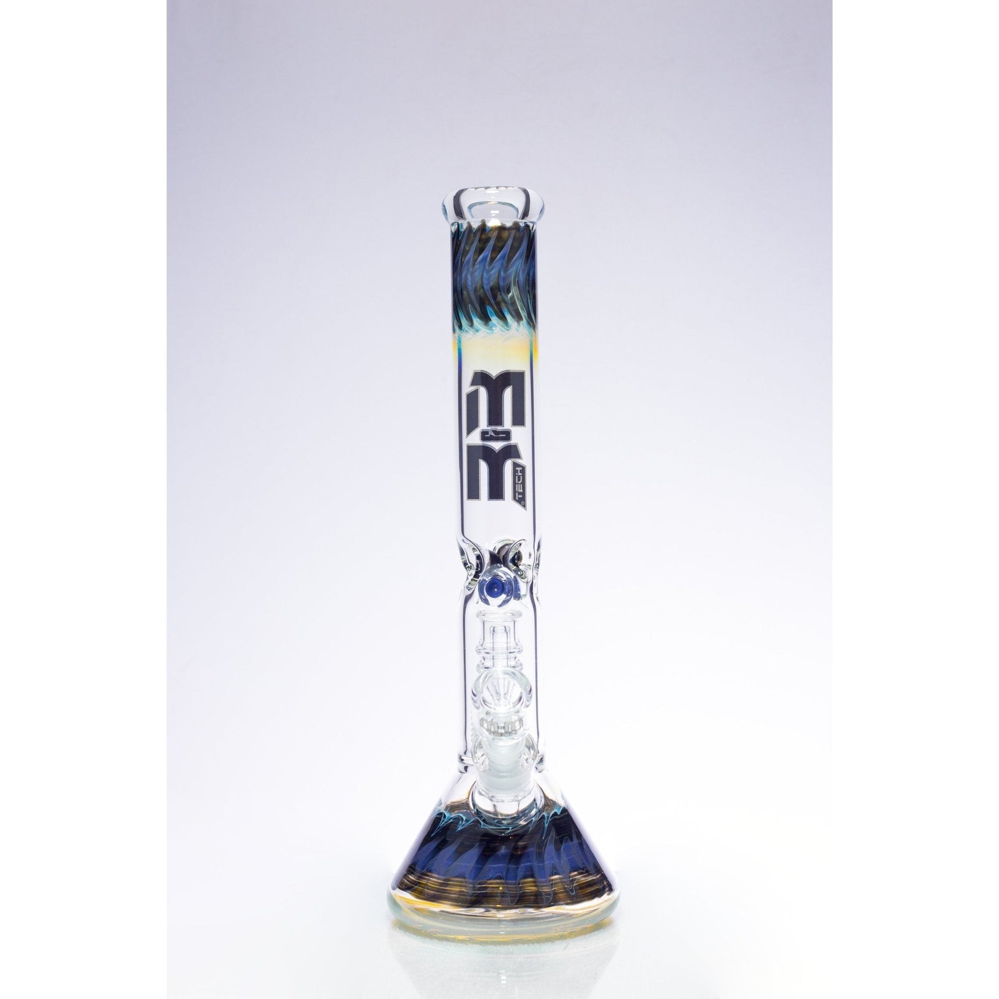 Waterpipe Dual Colored Swirl Beaker With Chandelier Percolator by M&M Tech - M&M Tech Glass