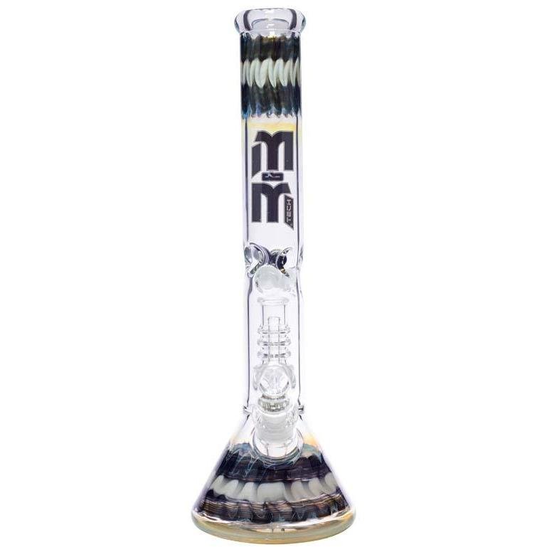 Waterpipe Dual Colored Swirl Beaker With Chandelier Percolator by M&M Tech - M&M Tech Glass