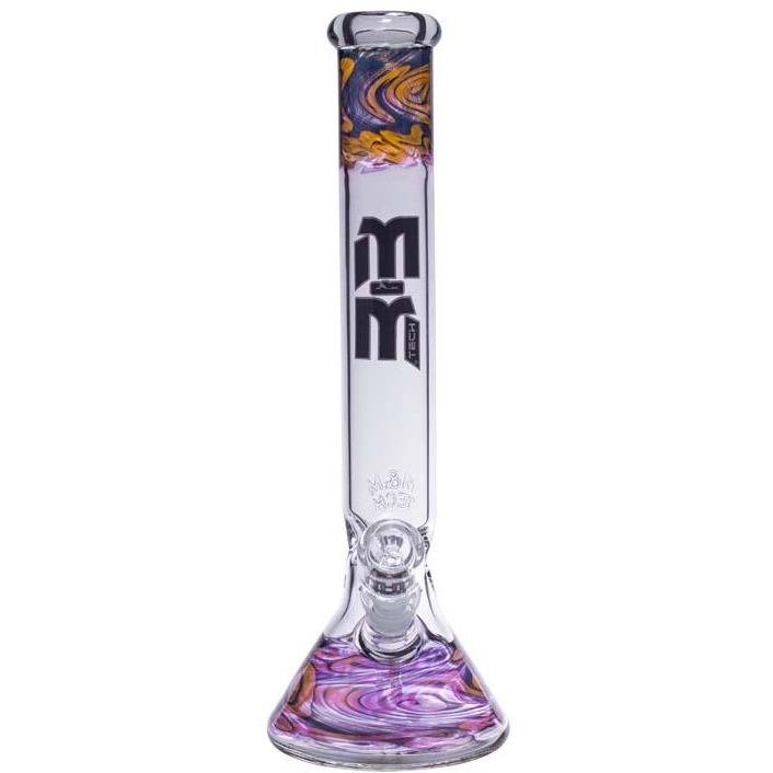 Waterpipe Gold Swirl And Color Beaker by M&M Tech - M&M Tech Glass