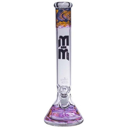 Waterpipe Gold Swirl And Color Beaker by M&M Tech - M&M Tech Glass