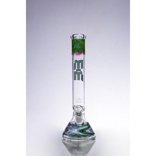 Waterpipe Gold Swirl And Color Beaker by M&M Tech - M&M Tech Glass