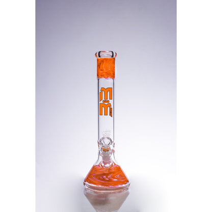 Waterpipe Gold Swirl And Color Beaker by M&M Tech - M&M Tech Glass