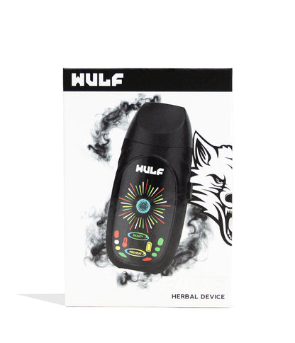 Black Wulf Mods Faze Portable Dry Herb Vaporizer Packaging Front View on White Background