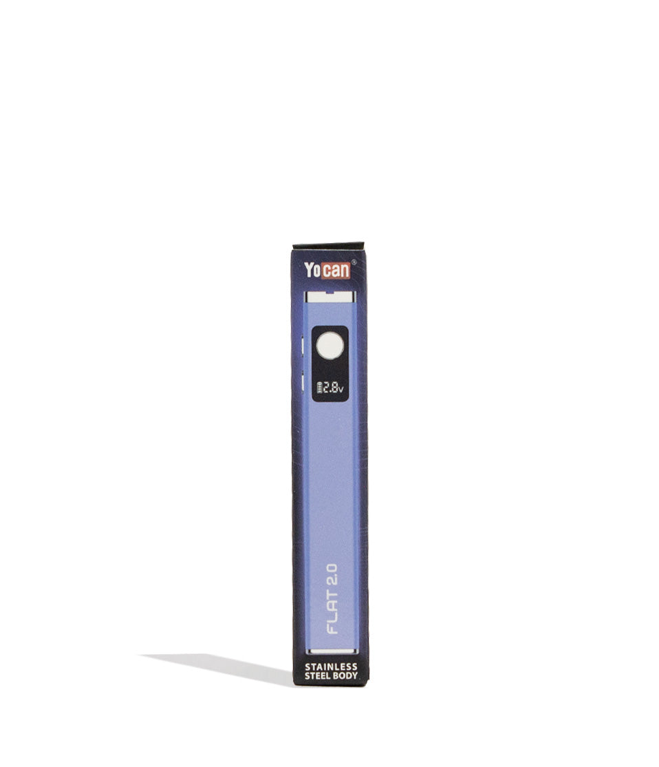 Purple Yocan Flat 2.0 Variable Voltage Battery 12pk Packaging Front View on White Background