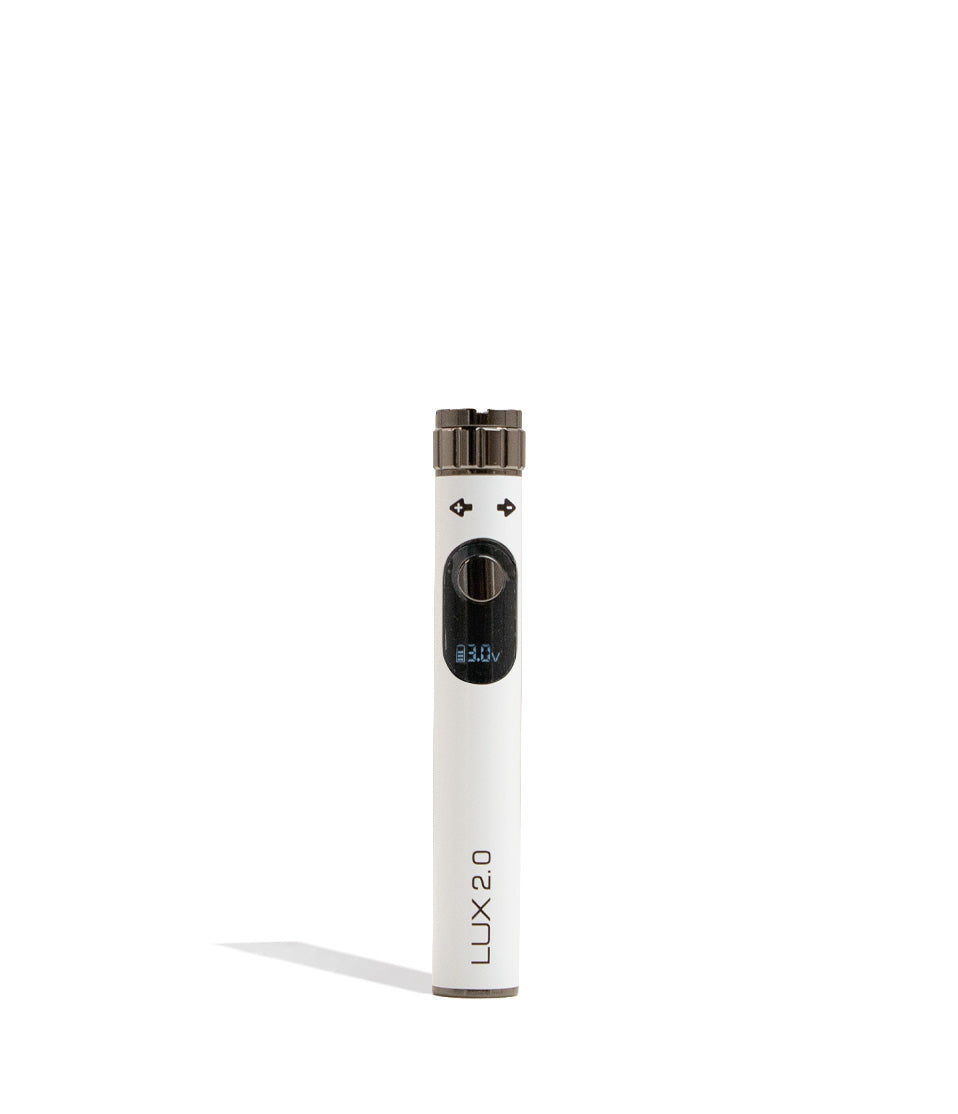 White Yocan Lux 2.0 Variable Voltage Battery 15pk Front View on White Background